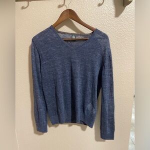 First Class Eleventy Milano Blue Linen lightweight Sweater Model Style 979MA0021